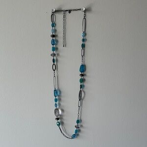 Lia Sophia Blue and Silver Beaded Necklace